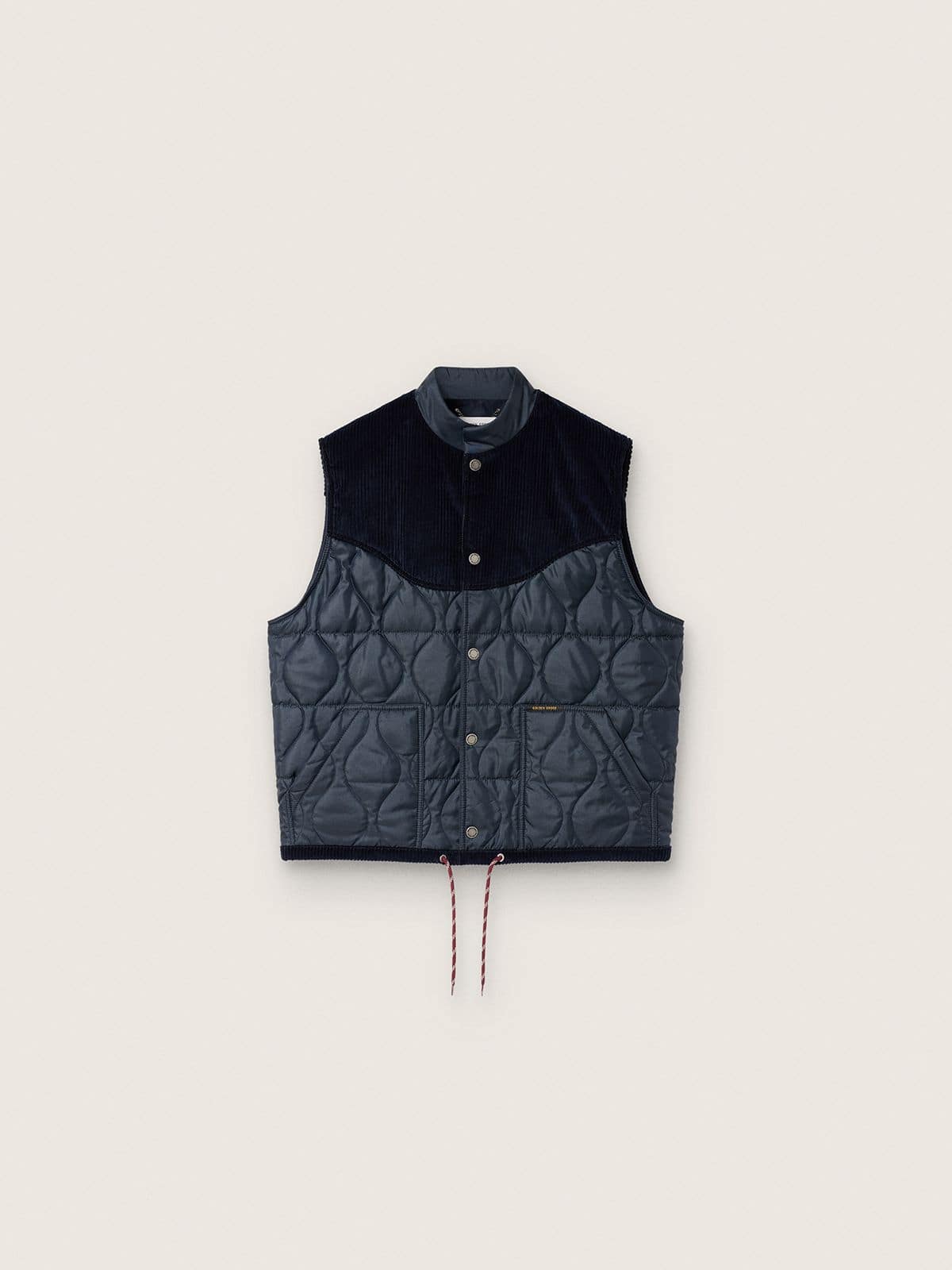 Golden Goose Herrensteppweste aus mattem Satin und marineblauem Rippensamt Jacken & M&auml;ntel blue man