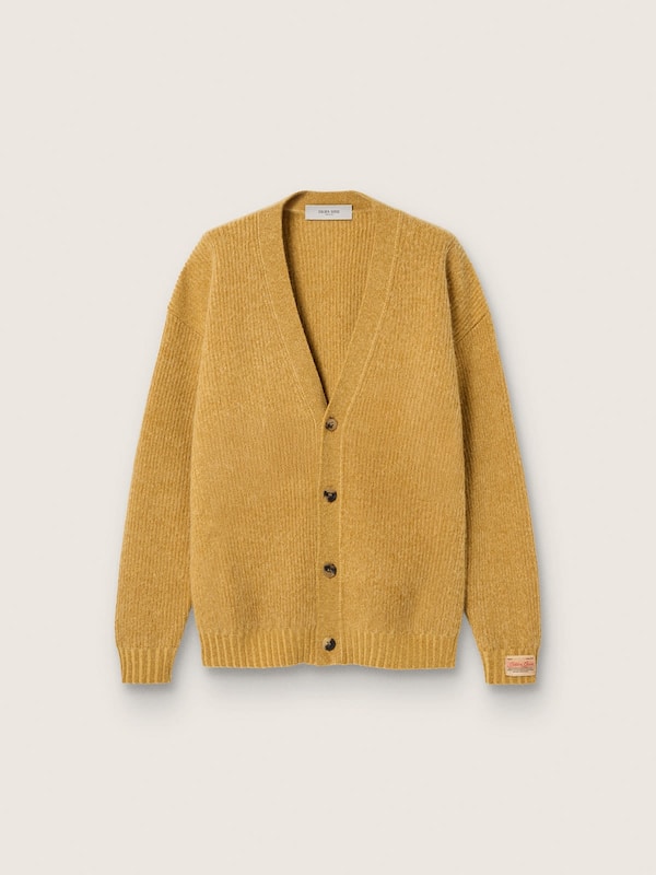 Golden Goose Men's mustard rib-knit cardigan Knitwear man