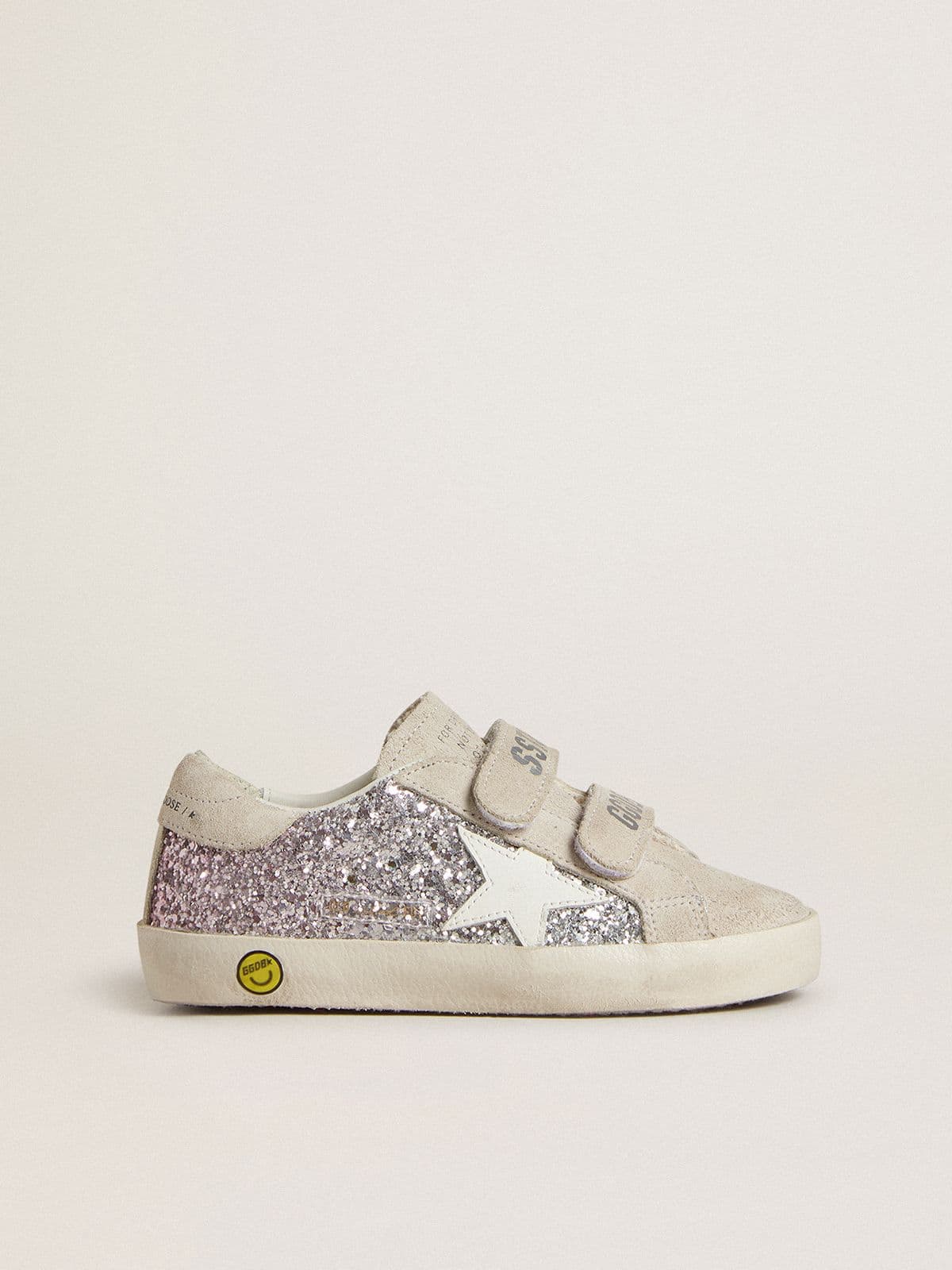 Golden Goose - Old School Teen con purpurina plateada y rosa con estrella de piel blanca in 