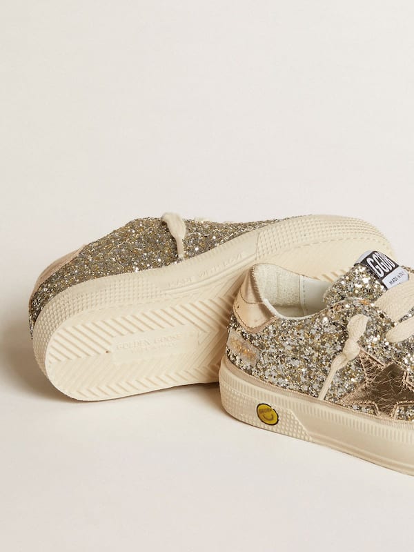 Golden Goose - May Teen in platinum glitter with gold leather star and heel tab in 