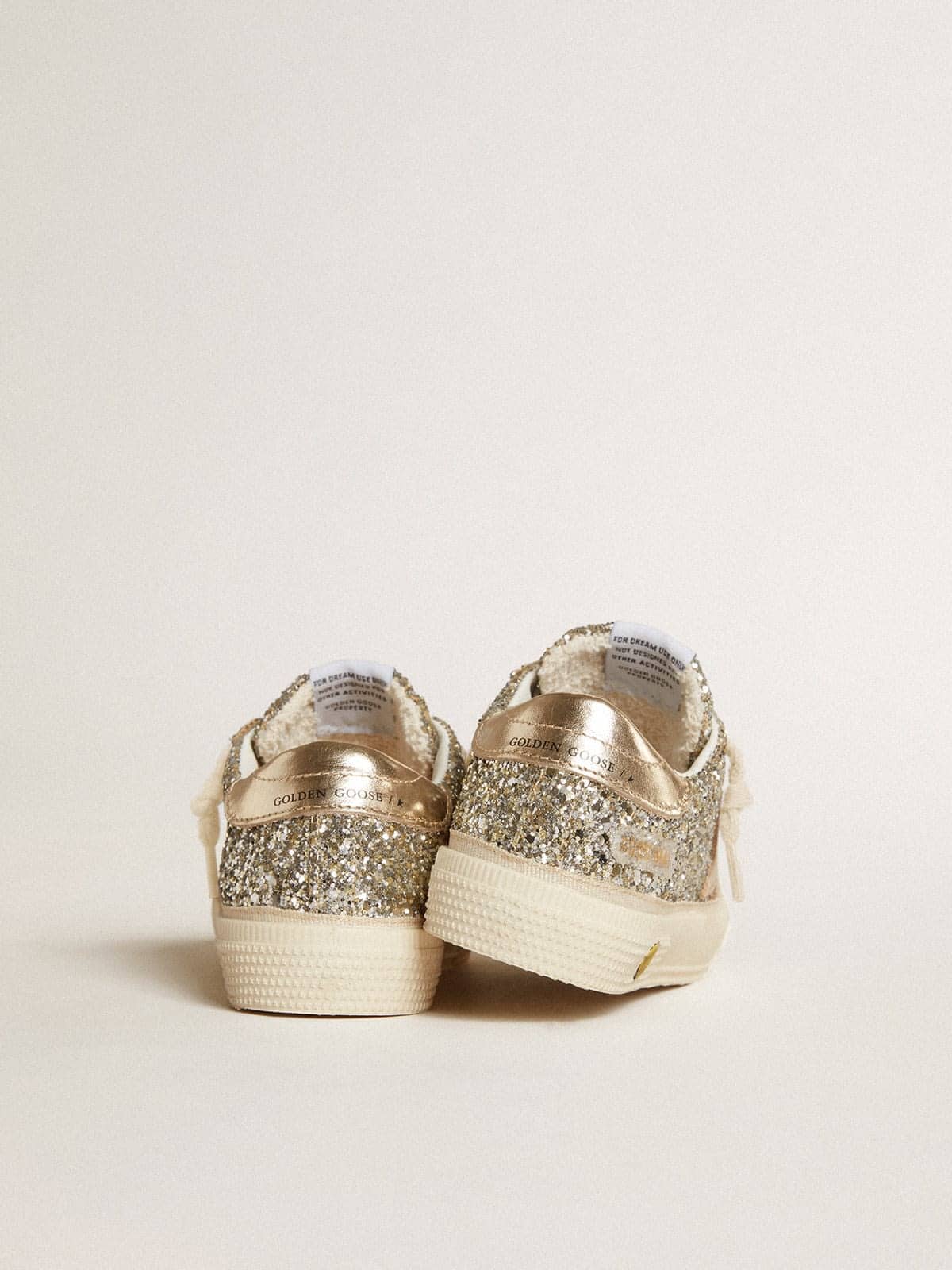 Golden Goose - May Teen in platinum glitter with gold leather star and heel tab in 
