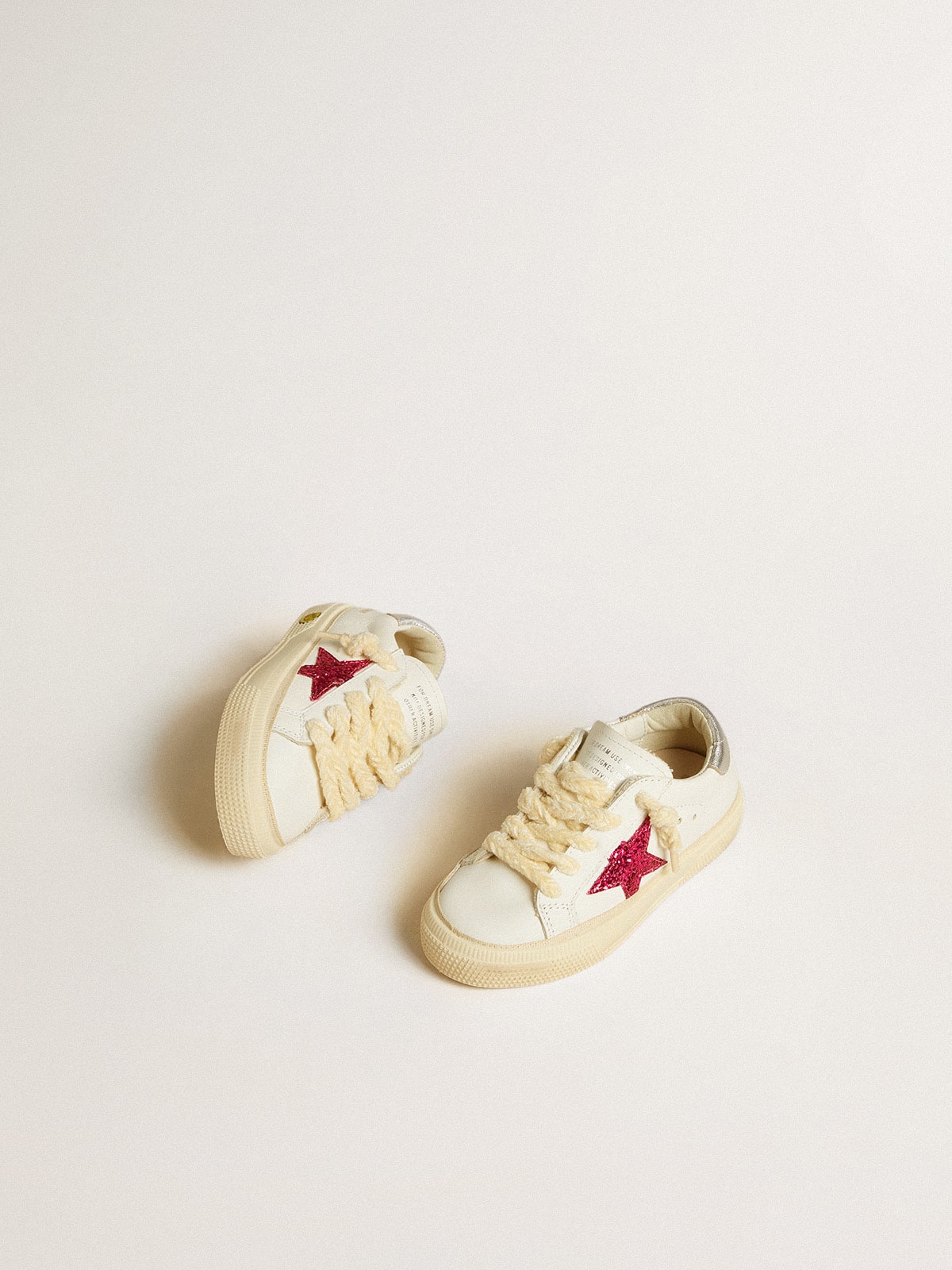 Golden Goose - May Teen with fuchsia glitter star and laminated leather heel tab in 