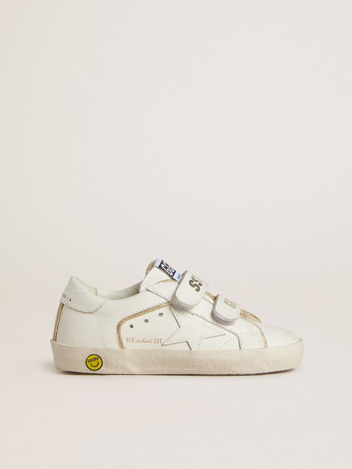 Golden Goose - Teen Old School in white leather with gold details in 