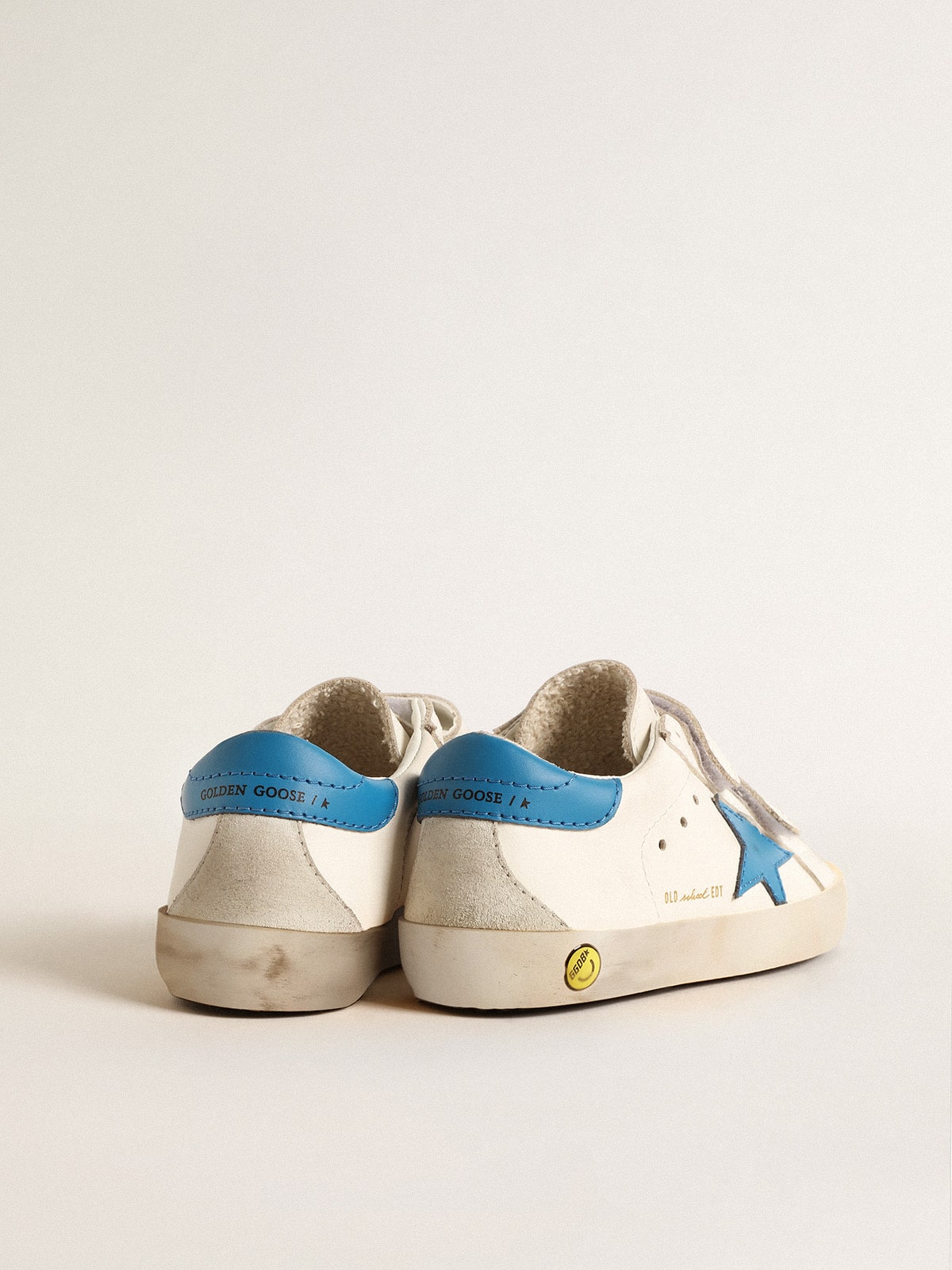 Golden Goose - Old School Teen in leather with light blue star and heel tab in 