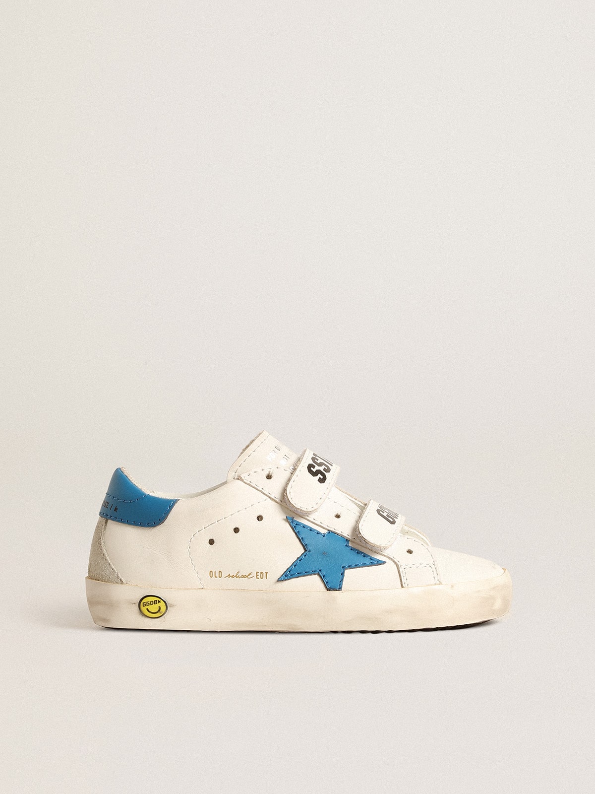 Golden Goose - Old School Teen in leather with light blue star and heel tab in 