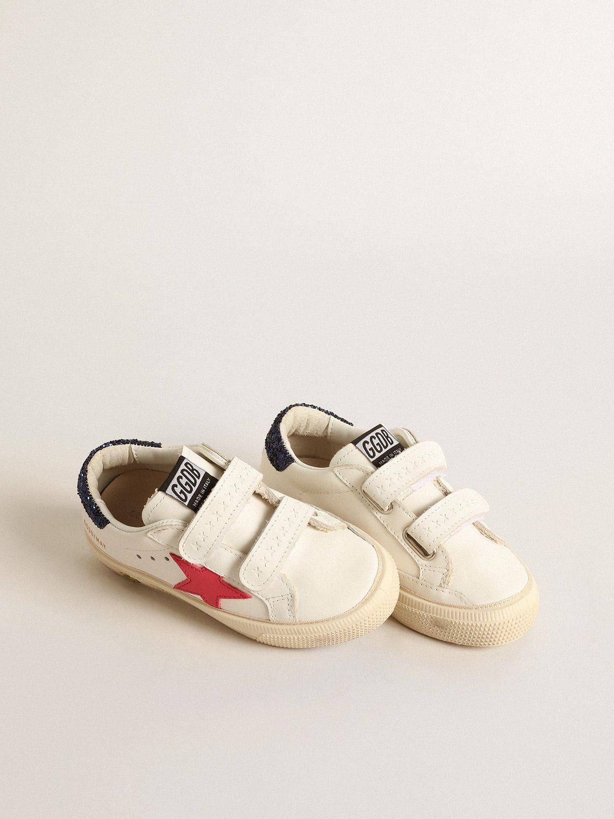 Golden Goose - May Teen with fuchsia leather star and blue glitter heel tab in 