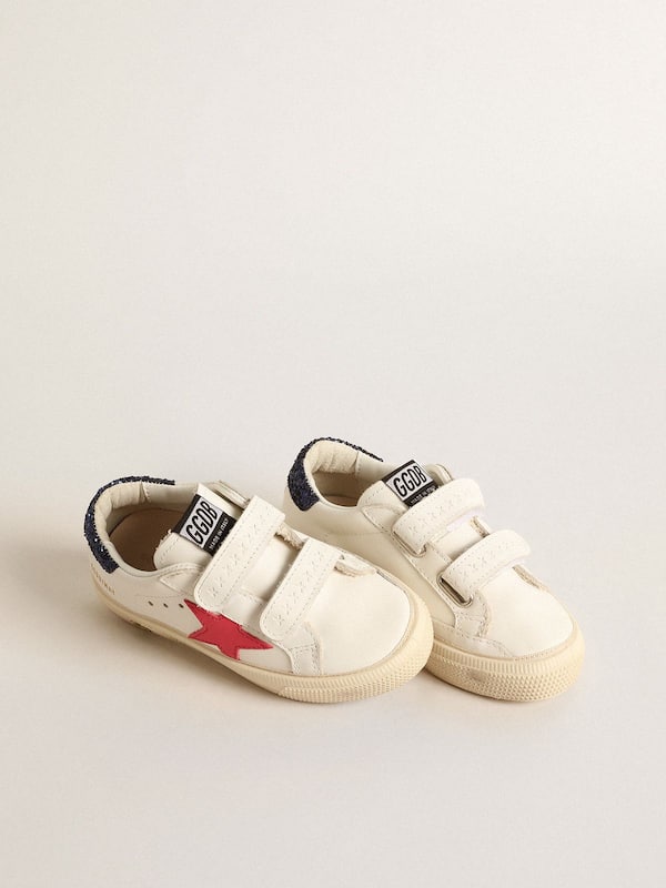 Golden Goose - May Teen with fuchsia leather star and blue glitter heel tab in 
