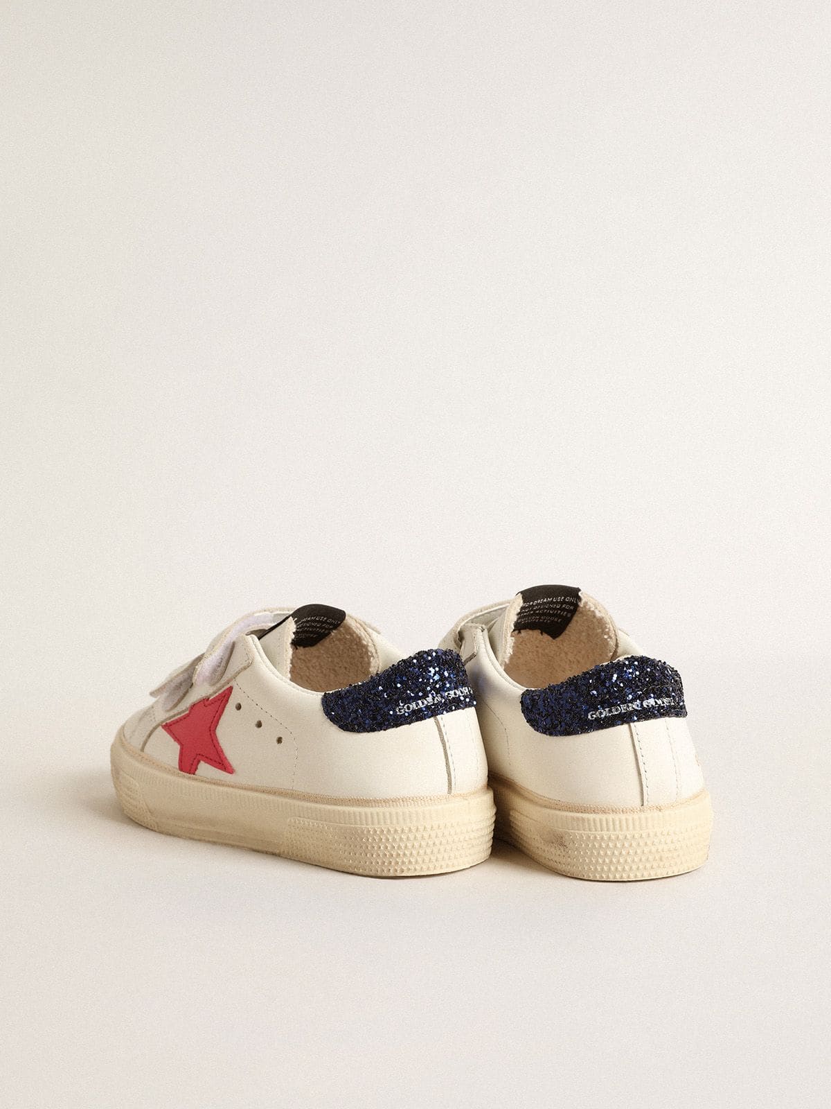 Golden Goose - May Teen with fuchsia leather star and blue glitter heel tab in 