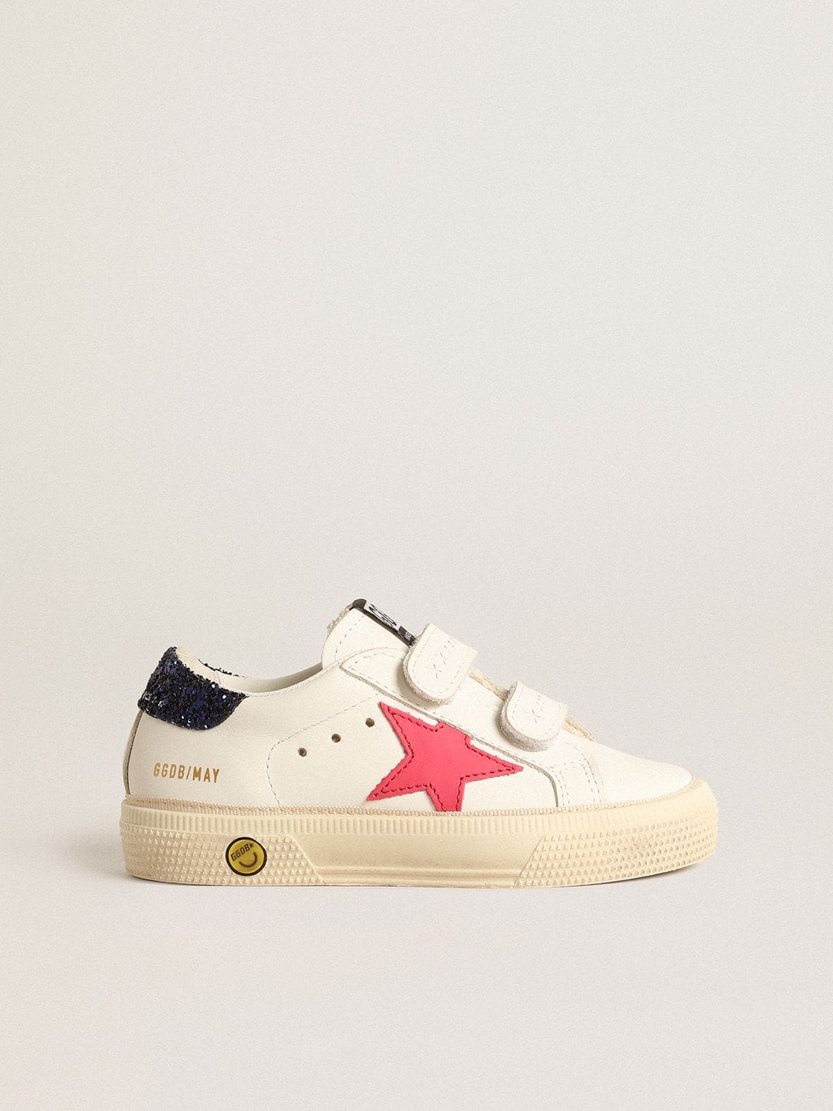 Golden Goose - May Teen with fuchsia leather star and blue glitter heel tab in 