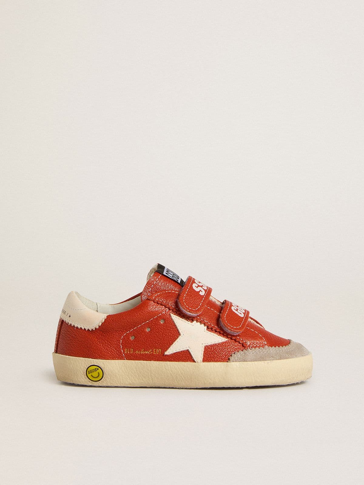 Golden Goose - Old School Teen de napa laranja com estrela branca e talão de couro cor creme in 