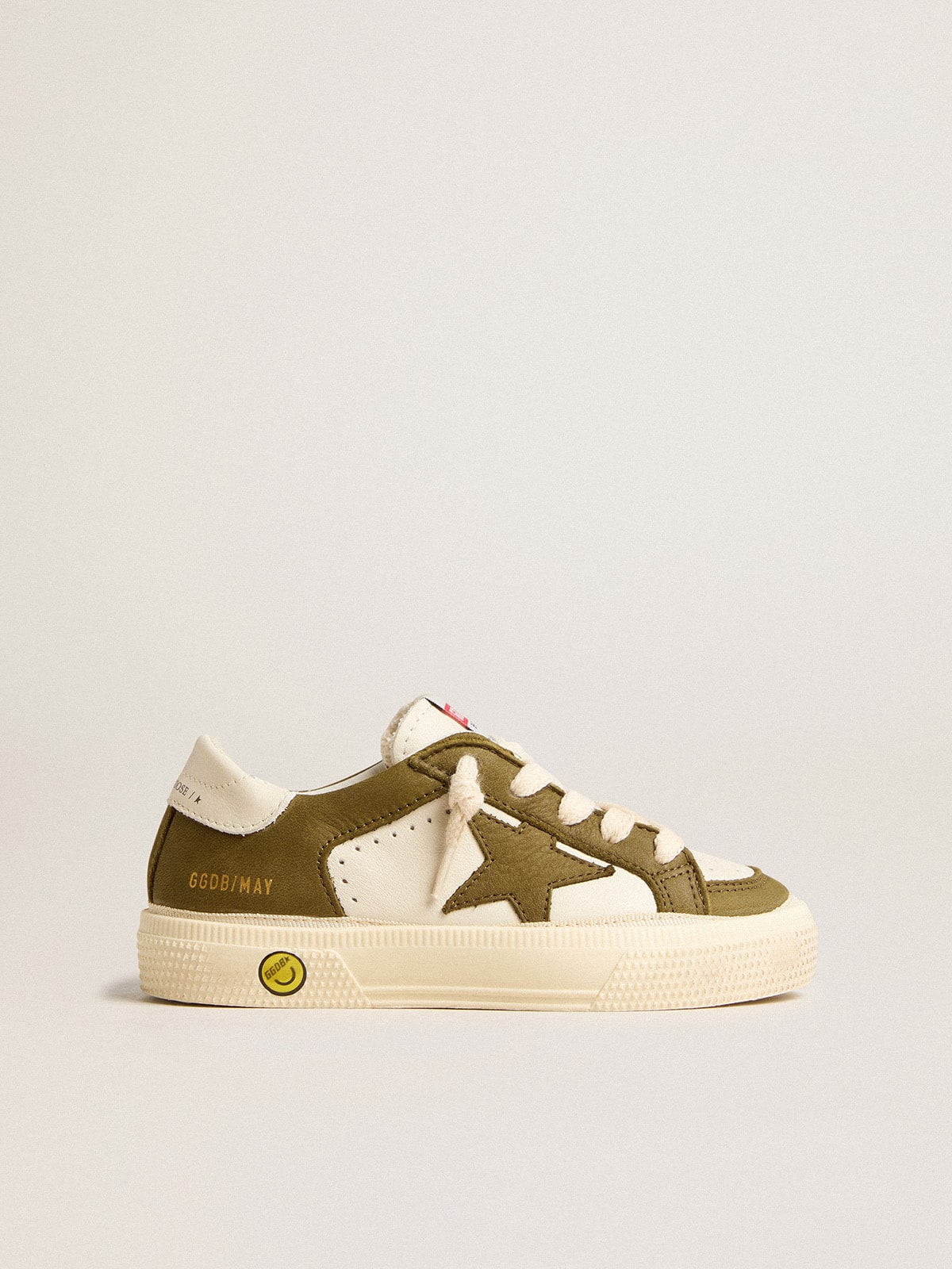 Golden Goose - May Teen in pelle bianca e verde militare  in 