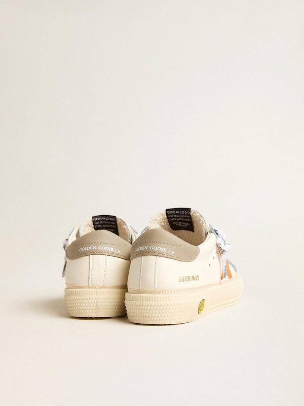 Golden Goose - May Teen in nappa with orange leather star and blue suede inserts in 