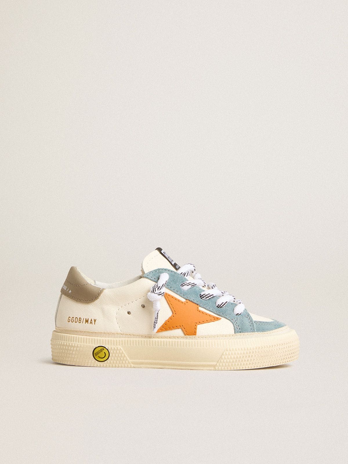 Golden Goose - May Teen in nappa with orange leather star and blue suede inserts in 