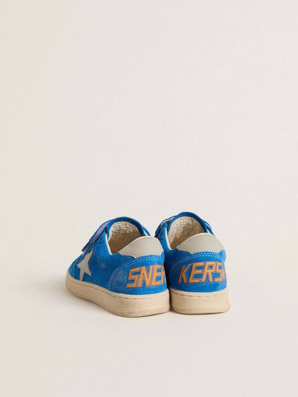 Golden Goose - Teen Ball Star in light blue suede with gray nubuck star and heel tab in 