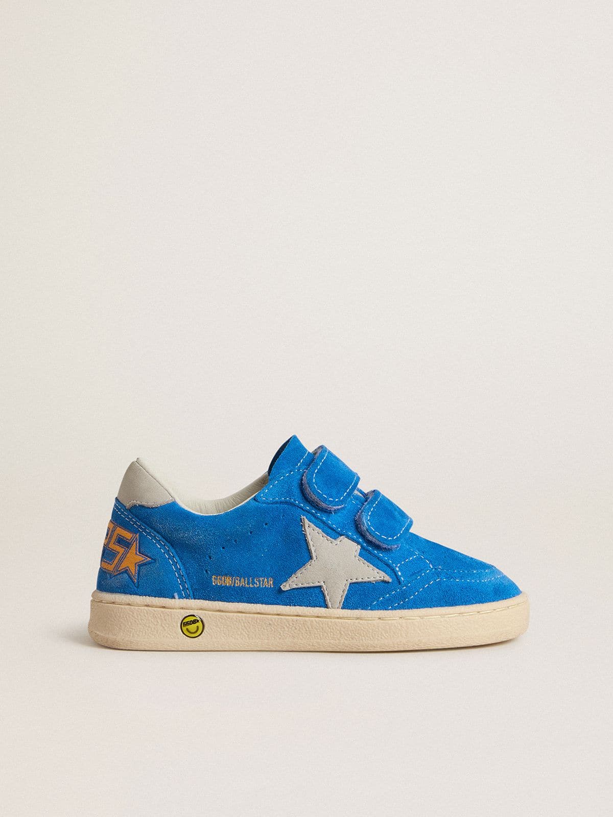 Golden Goose - Ball Star Teen en daim bleu clair avec étoile et contrefort en cuir nubuck gris in 