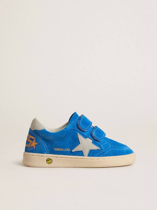 Golden Goose - Teen Ball Star in light blue suede with gray nubuck star and heel tab in 