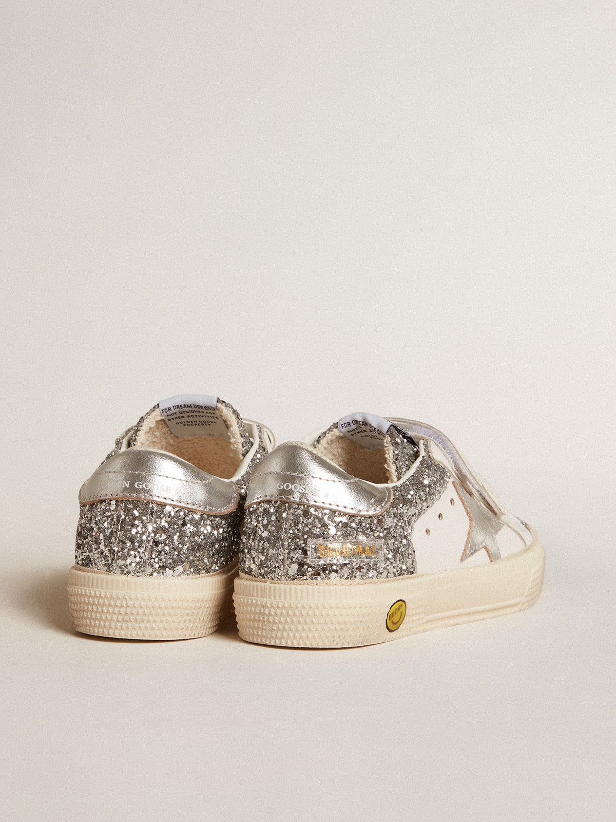 Golden Goose - Bio-basierter May Teen aus Glitzer mit Stern und Ferse in Silberton in 