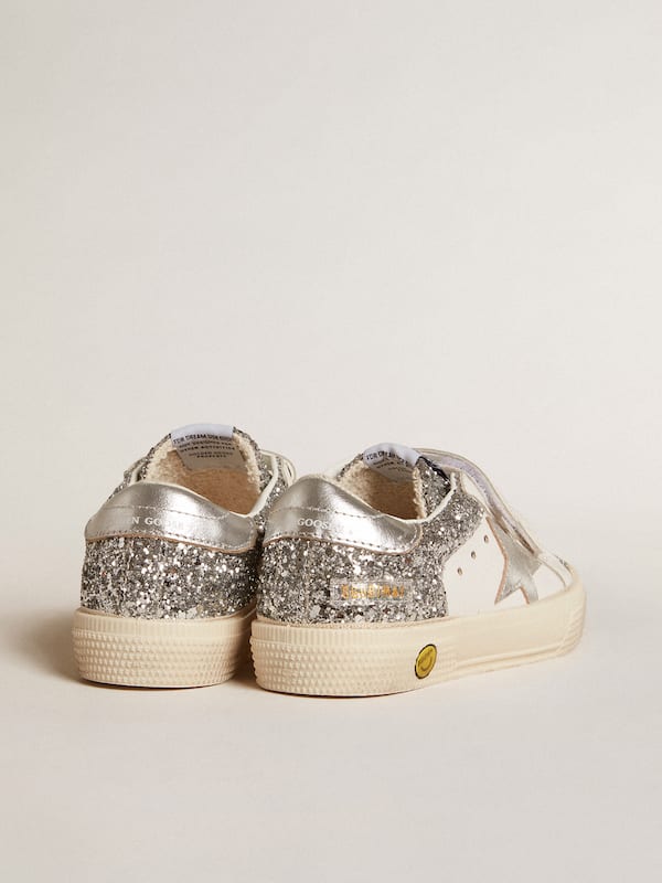 Golden Goose - Bio-based May Teen in glitter with silver star and heel tab in 