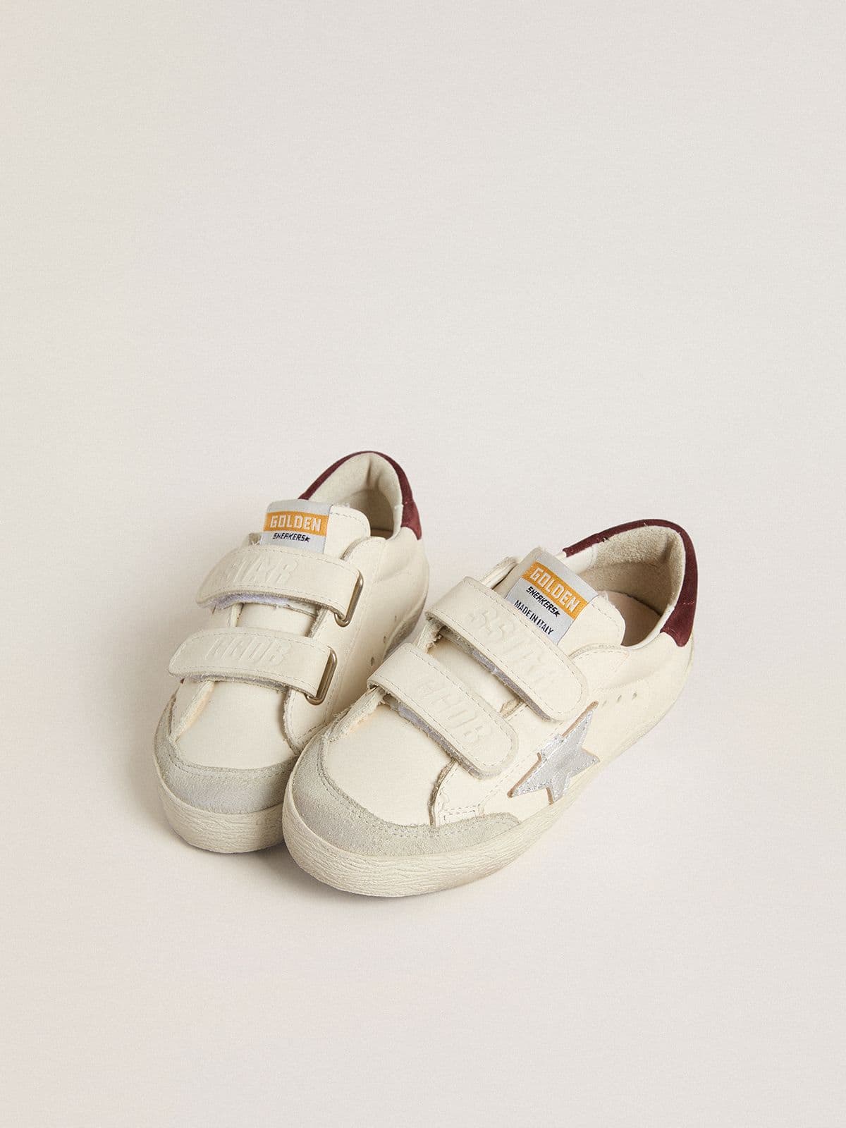 Golden Goose - Teen Old School with silver metallic leather star and purple suede heel tab in 