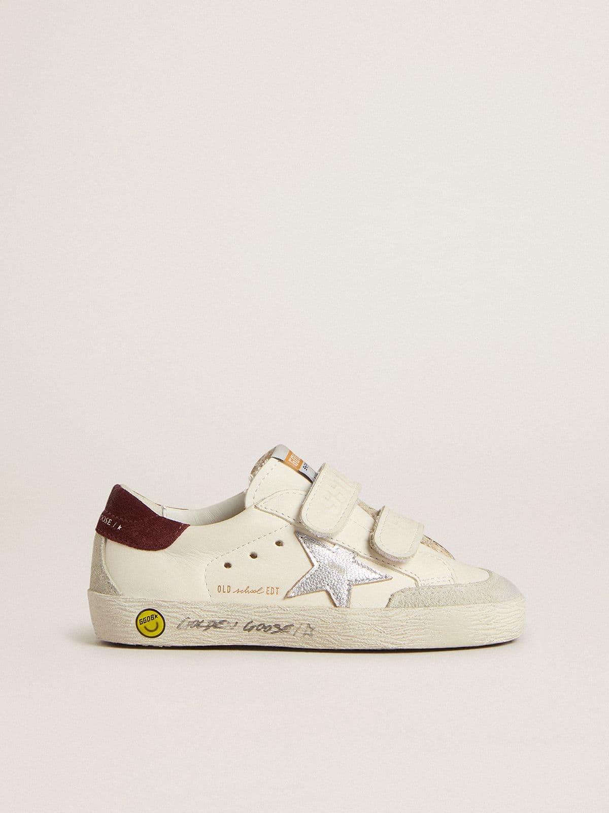 Golden Goose - Teen Old School with silver metallic leather star and purple suede heel tab in 