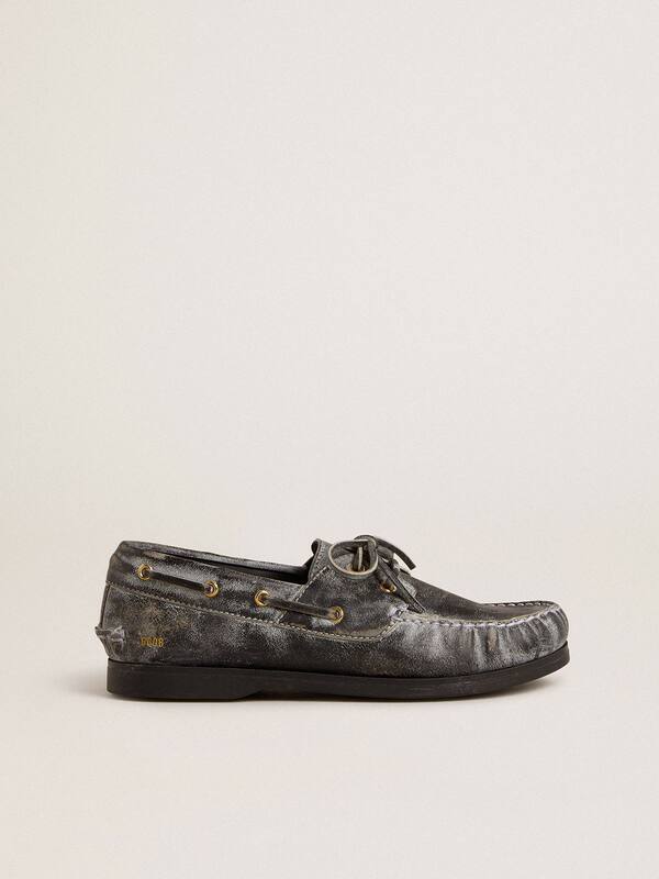 Golden Goose - Cruise Teen loafer in distressed-effect black leather in 