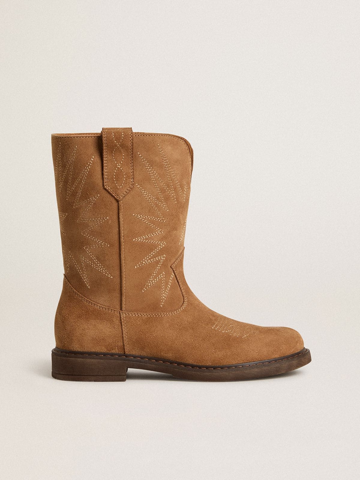 Golden Goose - Stivali Wish Teen in suede cammello con ricamo a stella in 