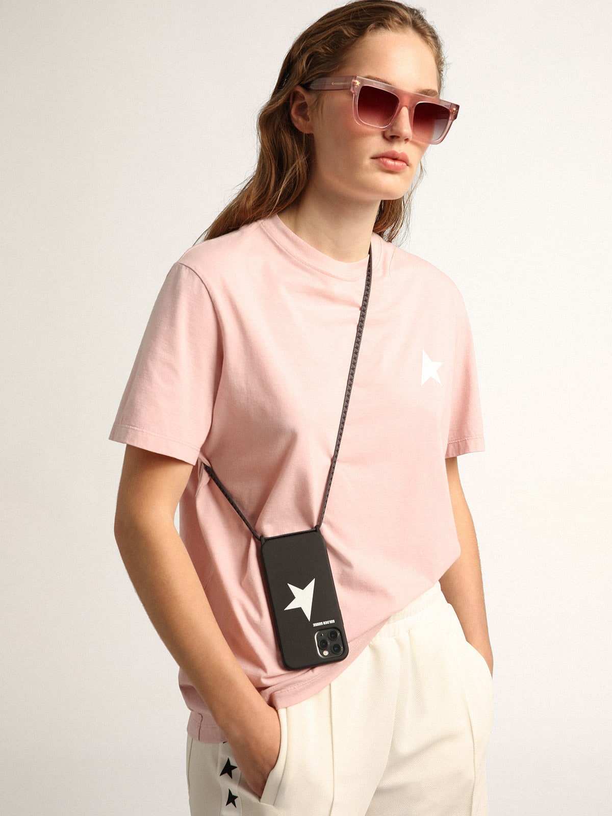 Golden Goose - Black Case for iPhone 12 and 12 Pro with contrasting white lettering in 