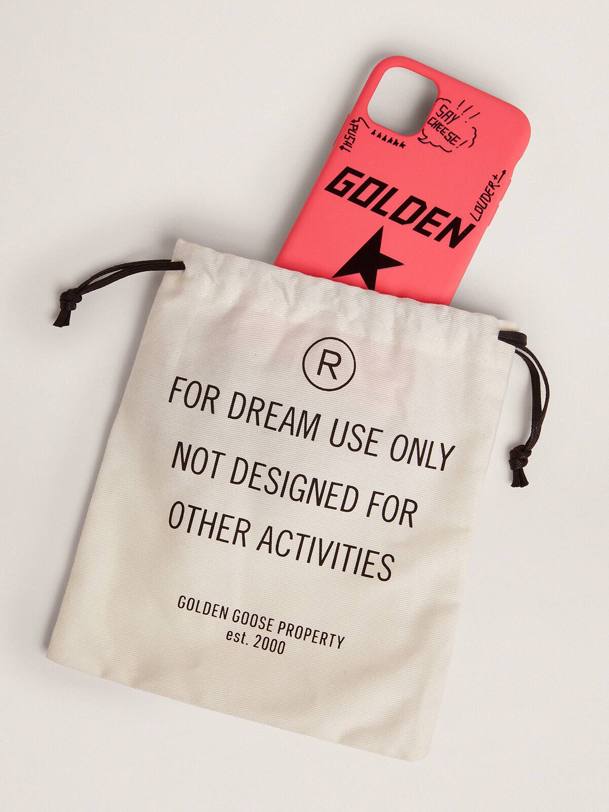 Golden Goose - Fuchsia Case for iPhone 12 and 12 Pro with contrasting black lettering in 