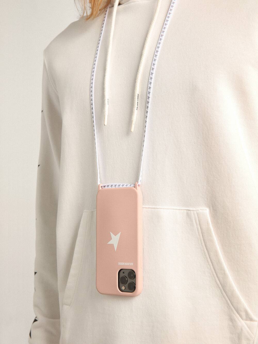 Golden Goose - Cover per iPhone 12 e 12 Pro rosa chiaro con logo bianco in 