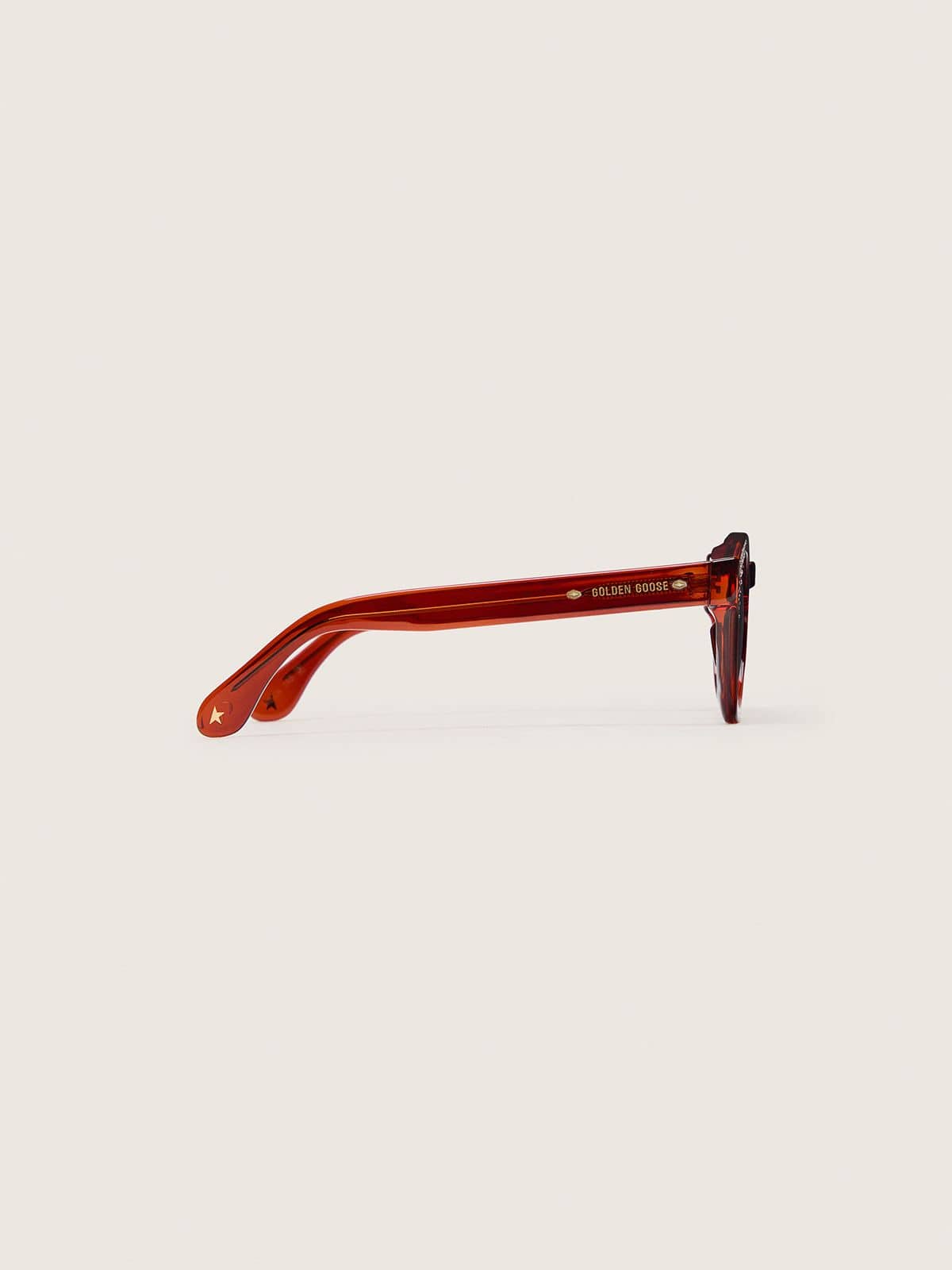 Golden Goose - Cameron Panthos sunglasses with honey frame, precious stones and blue lenses in 