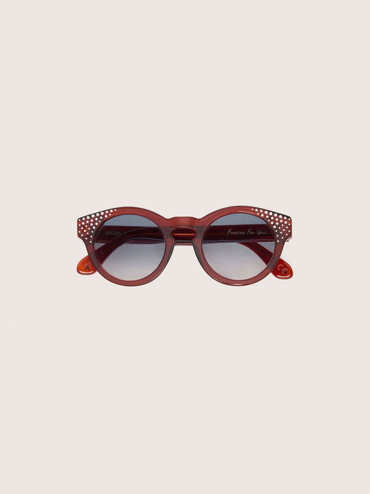 Golden Goose - Cameron Panthos sunglasses with honey frame, precious stones and blue lenses in 