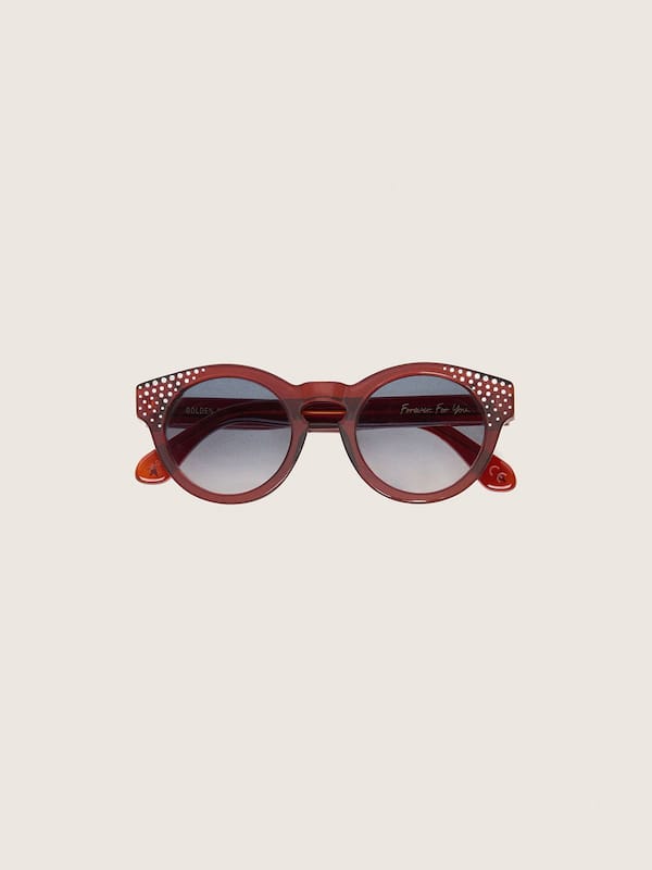 Golden Goose - Cameron Panthos sunglasses with honey frame, precious stones and blue lenses in 