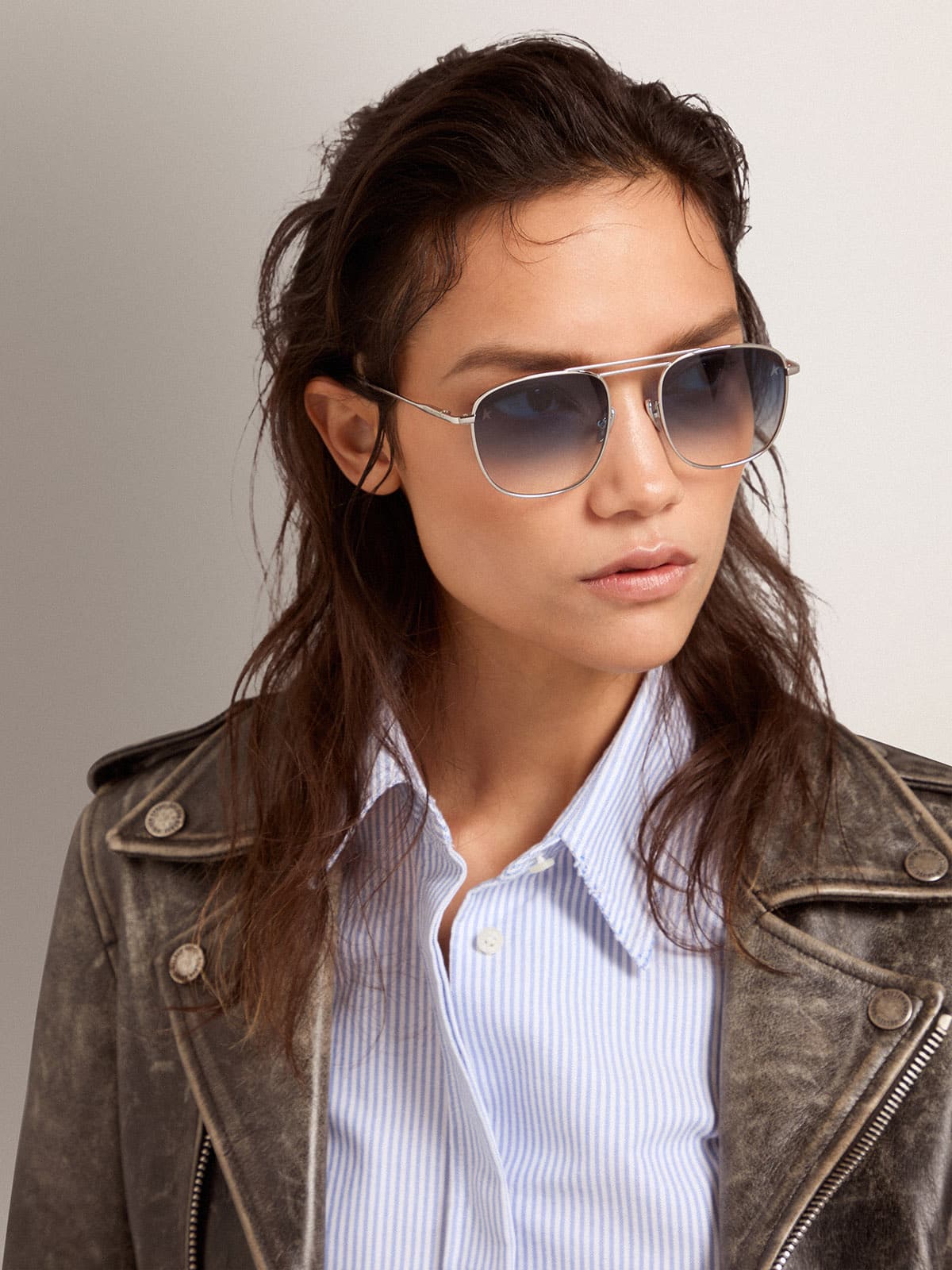 Golden Goose - Sunframe Roger aviator model with silver frame in 