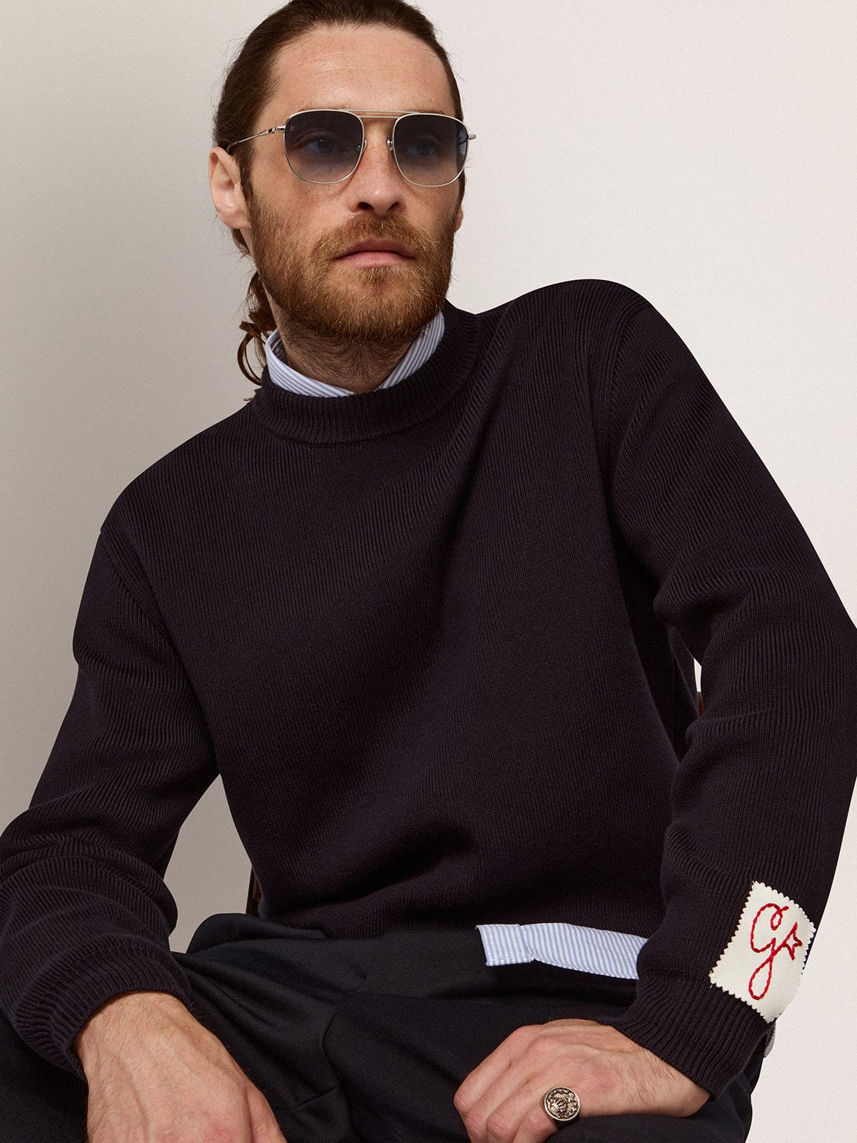 Golden Goose - Sonnenbrille Roger Aviator Modell mit silbernem Rahmen in 