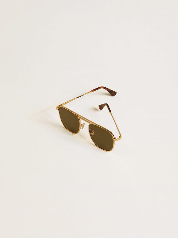 Golden Goose - Aviator style sunglasses with gold frame and green lenses in 