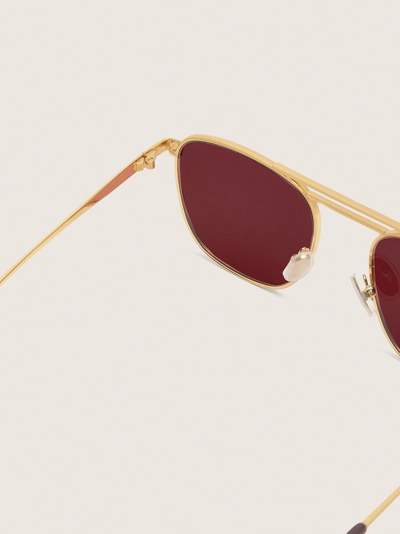 Golden Goose - Gafas de sol modelo aviador con montura dorada y lentes verdes in 