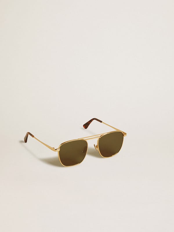 Golden Goose - Aviator style sunglasses with gold frame and green lenses in 