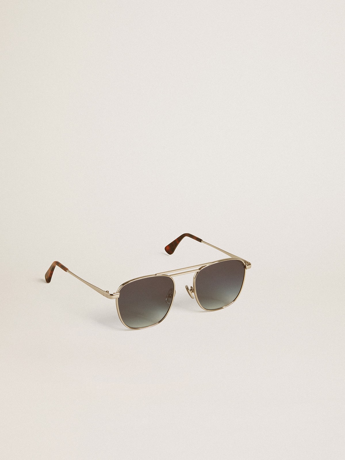 Golden Goose - Aviator style sunglasses with silver frame and blue lenses   in 