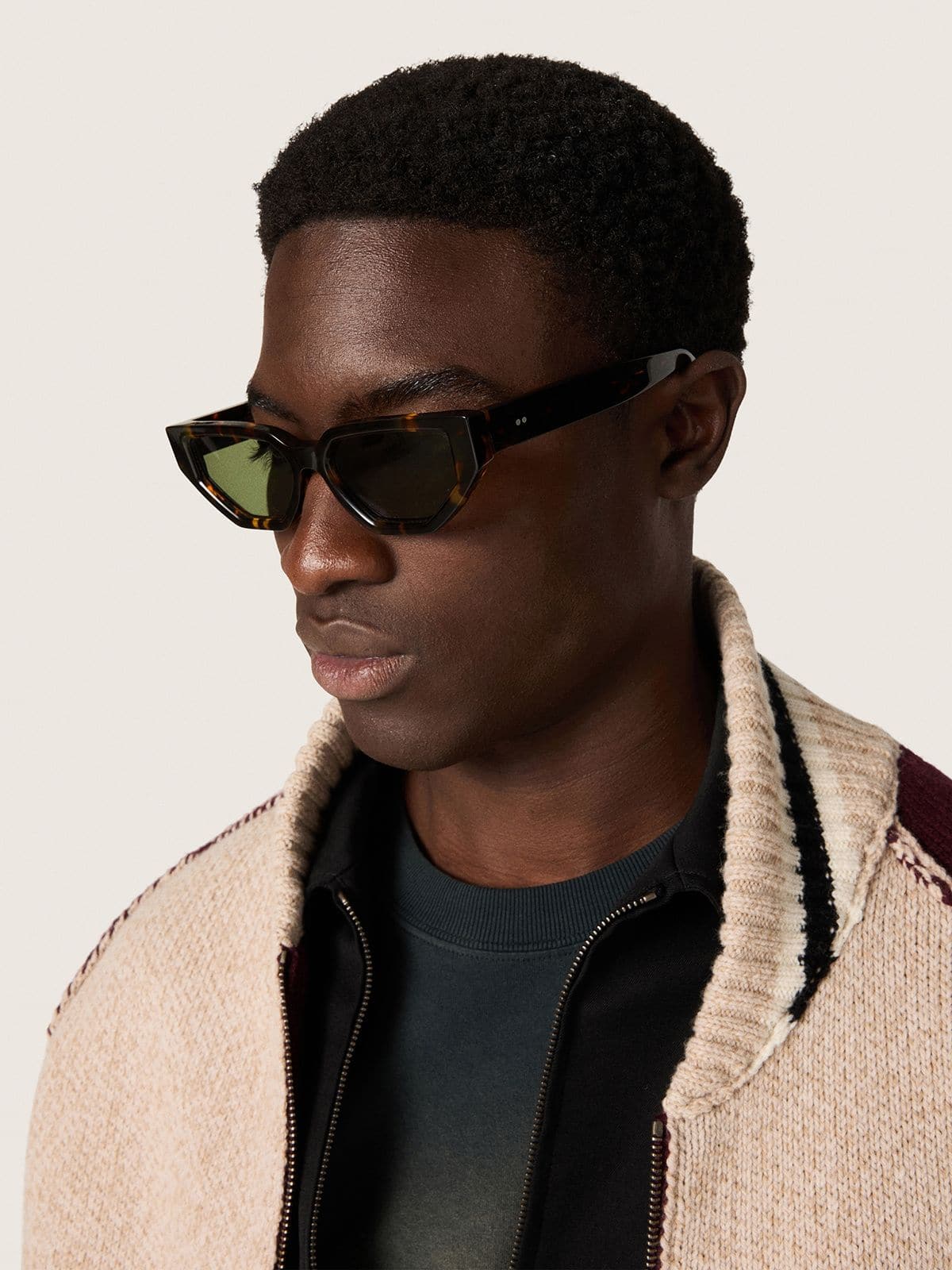 Golden Goose - Occhiali da sole modello rettangolare con montatura Havana in 