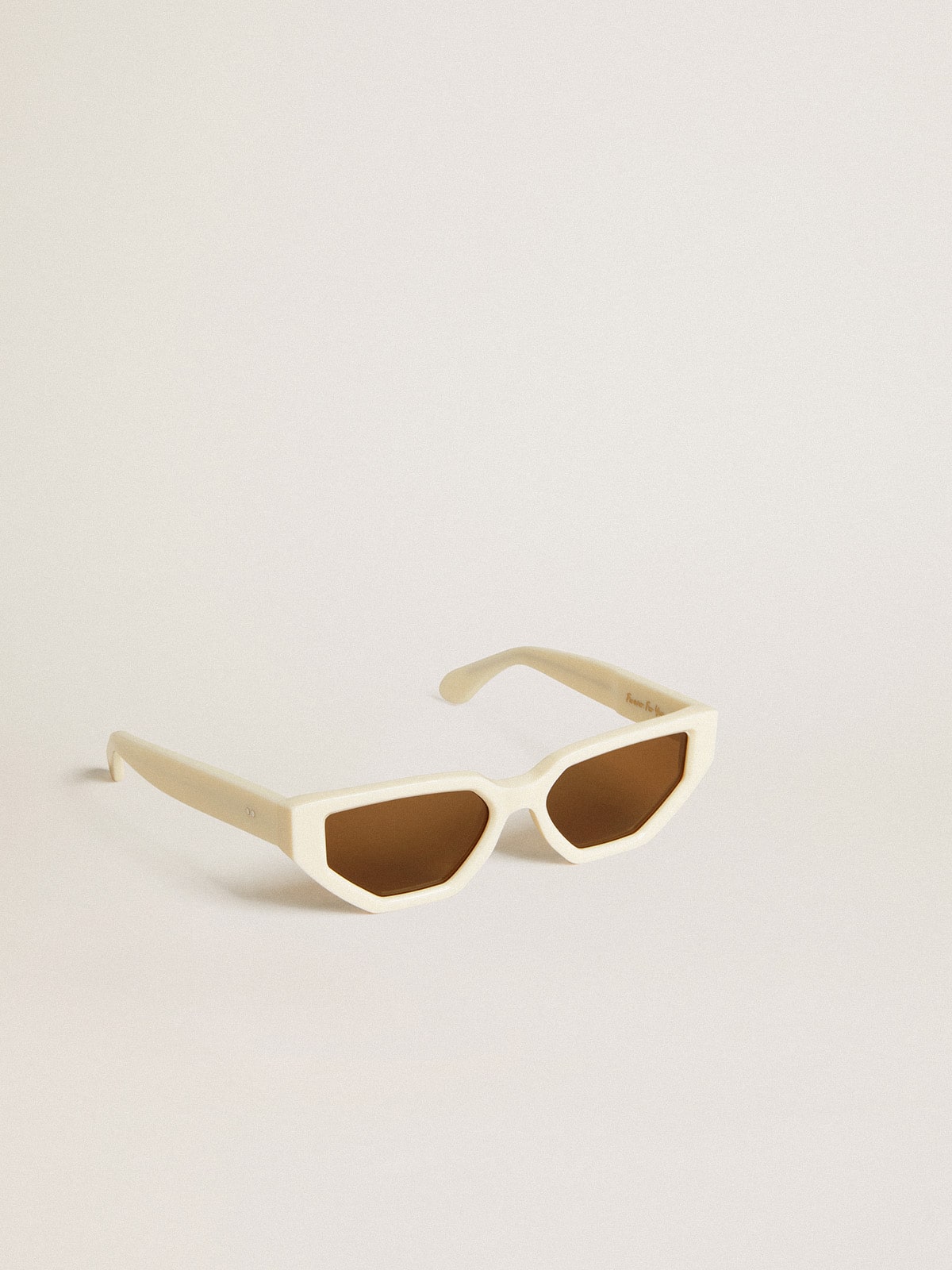 Golden Goose - Rechteckige Sonnenbrille mit beigem Gestell in 