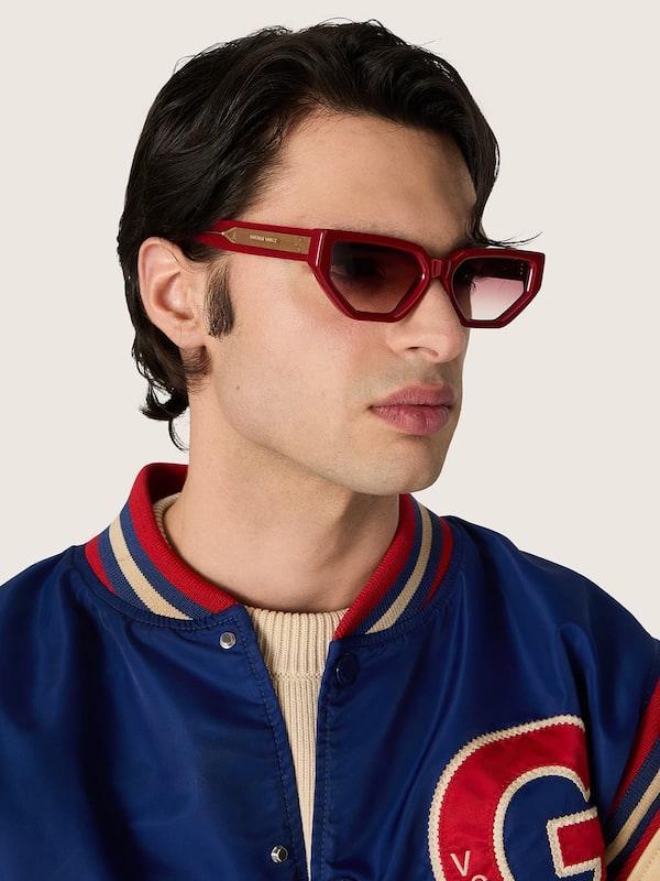 Golden Goose - Jackie rectangular style sunglasses with red frame and lenses in 