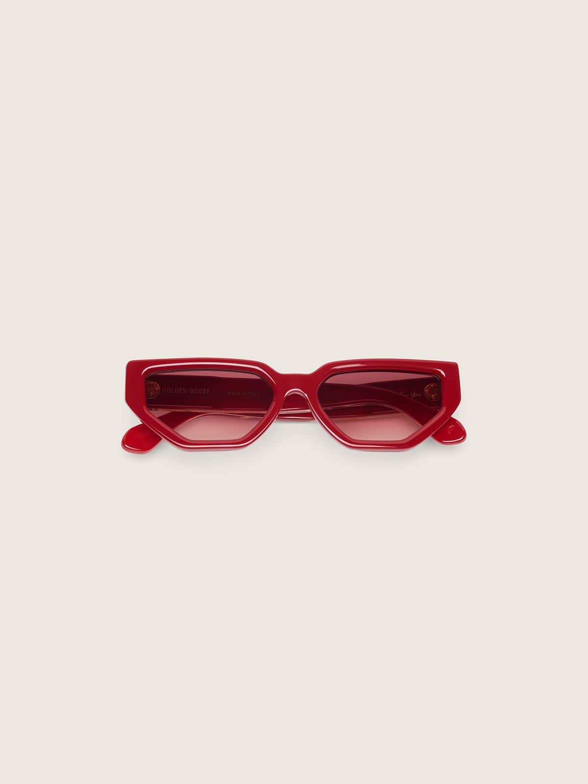 Golden Goose - Gafas de sol modelo rectangular Jackie con montura y lentes rojas in 