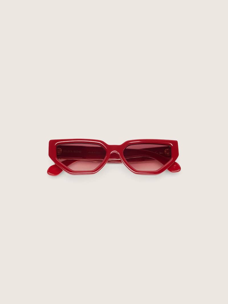 Gafas de sol modelo rectangular Jackie con montura y lentes rojas