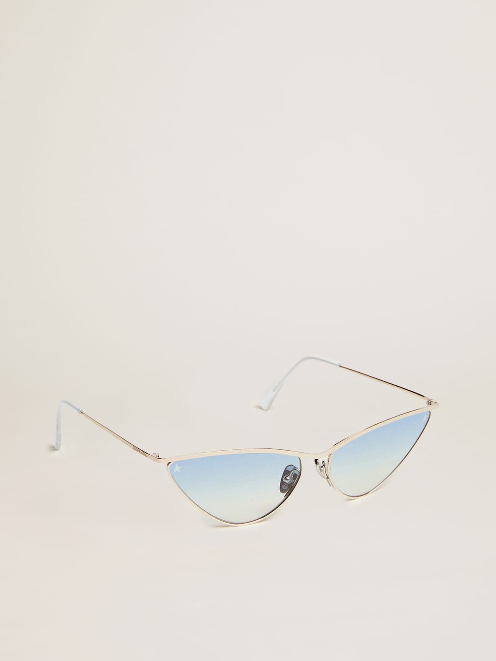 Golden Goose - Gafas de sol estilo ojo de gato con montura plateada y lentes azules in 