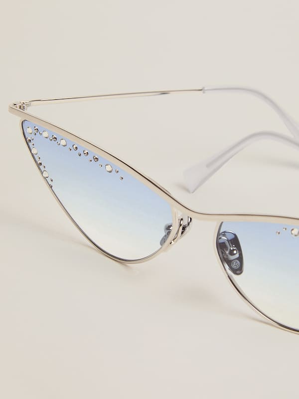 Golden Goose - Óculos de sol modelo gatinho com armação prateada e cristais in 