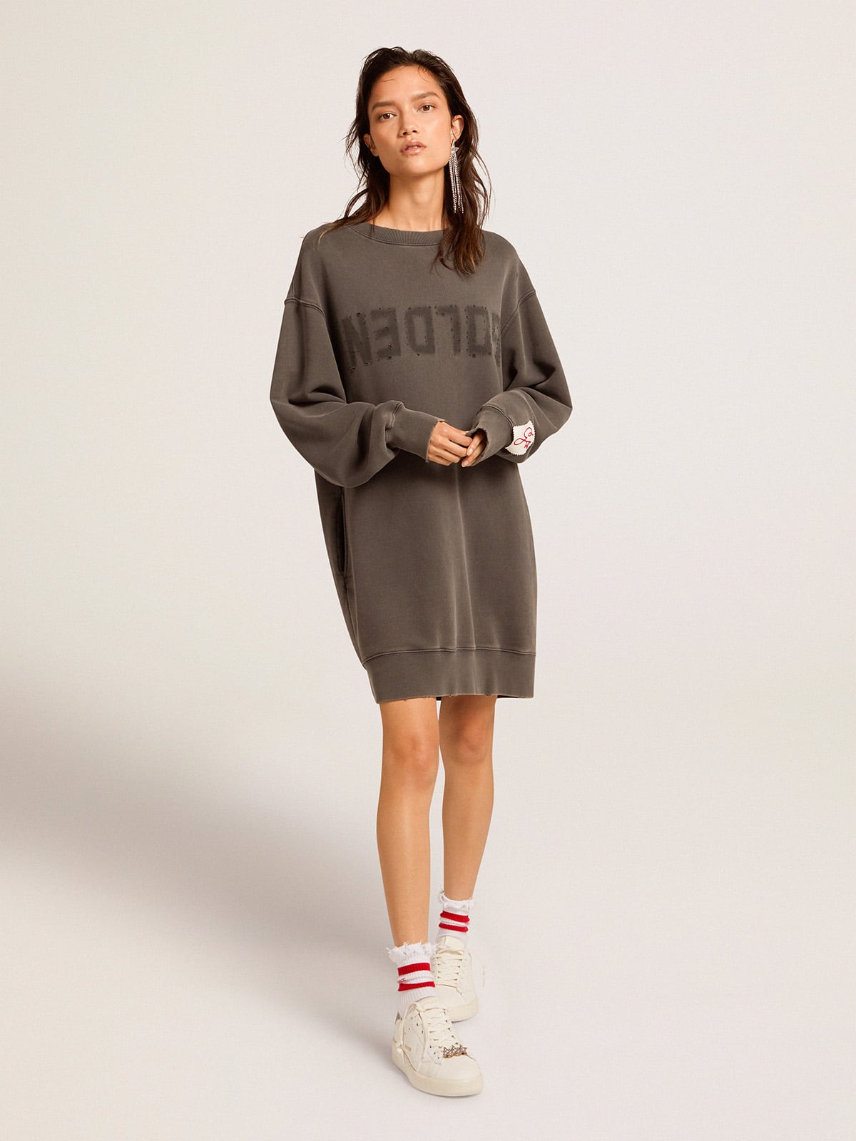 Golden Goose - 饰有三颗古金色星星图案和水晶的鞋带饰品 in 