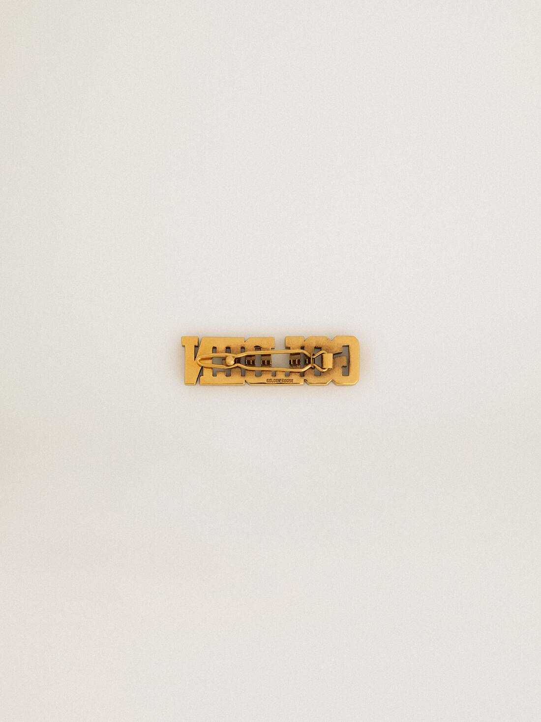 Golden lace tag in antique gold color with pearls | Golden Goose