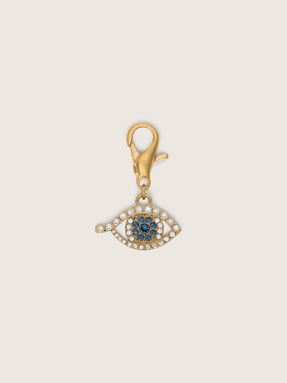 Golden Goose - Eye charm in gold-colored brass with crystals in 