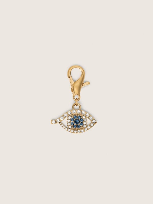 Golden Goose - Eye charm in gold-colored brass with crystals in 