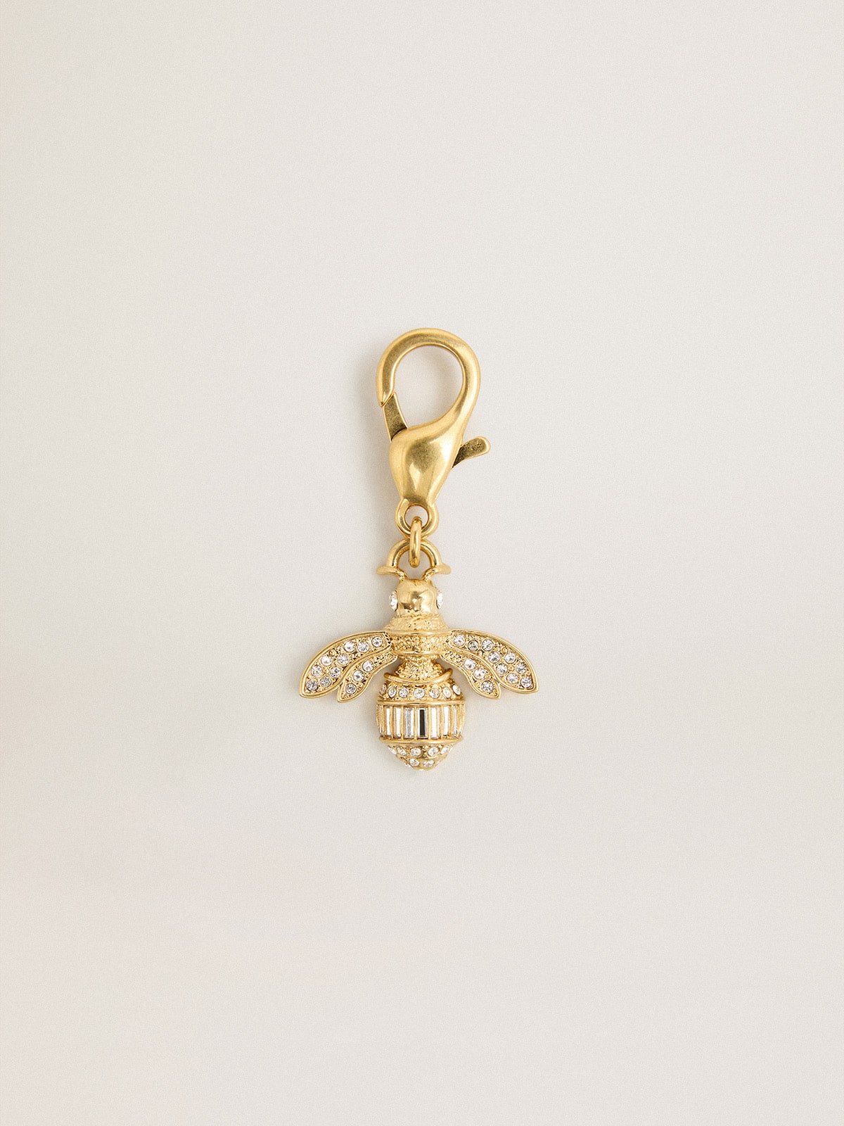 Golden Goose - Bee-shaped charm in gold-colored brass with crystals in 